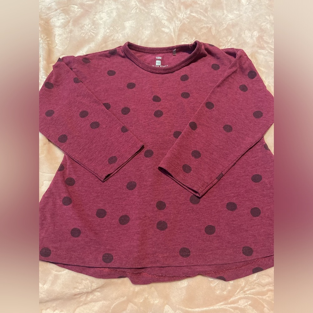 4 for 10$ ❤️ Tag | 18M | Maroon Polka Dot Long Sleeve Tee
